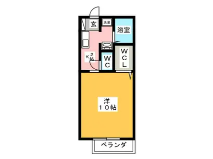 パストラルコートC(1K/1階)の間取り写真