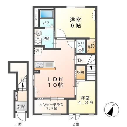 エスコルト(2LDK/2階)の間取り写真