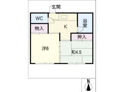 第2上中荘(2K/1階)の間取り写真