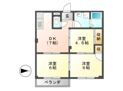 サンクレール・ヒラタA・B(3DK/1階)の間取り写真