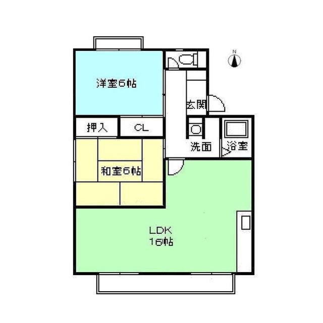 ラディッシュタウン昭山D(2LDK/2階)の間取り写真