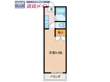 サンリバーハイツ(ワンルーム/3階)の間取り写真