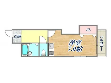 ハイネス門戸(ワンルーム/2階)の間取り写真