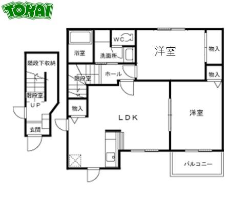 ヴィア・ラッテアB棟(2LDK/2階)の間取り写真