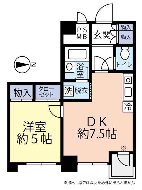 ライオンズマンション青葉通第2(1DK/6階)の間取り写真
