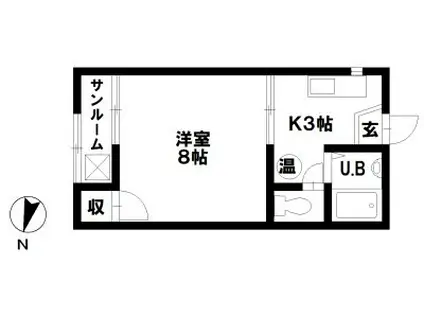 コーポヒバリ(1K/3階)の間取り写真