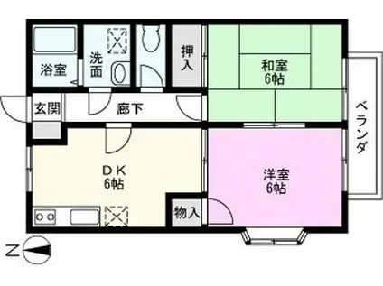 プリメーロ(2DK/2階)の間取り写真