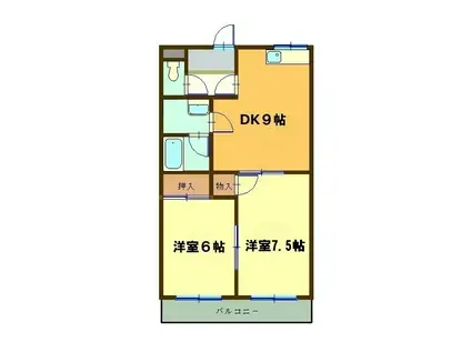 ヴェルジェ西条(2DK/3階)の間取り写真