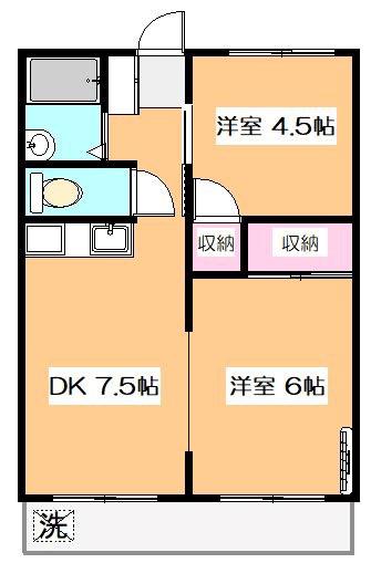 服部ハイツIII(2DK/3階)の間取り写真