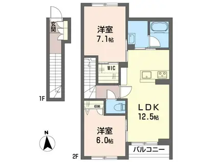 シャーメゾン田中(2LDK/2階)の間取り写真