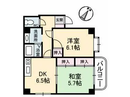 アメニティ庚午(2DK/4階)の間取り写真