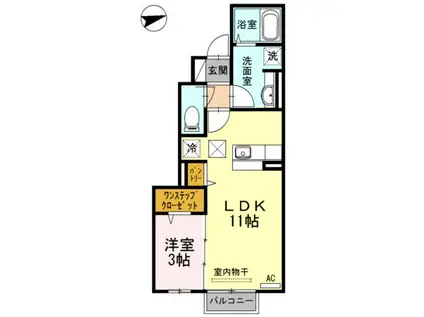 ラ・シエル(1LDK/1階)の間取り写真