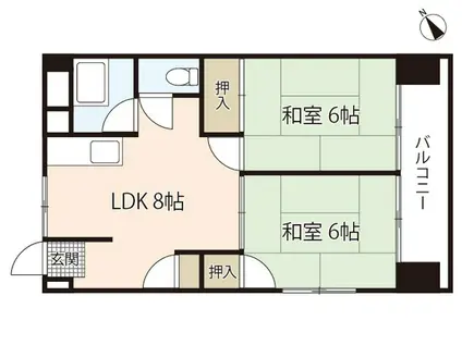 松田ハイツ(2DK/5階)の間取り写真