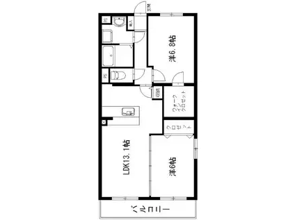 グランストーク高丘北(2LDK/4階)の間取り写真