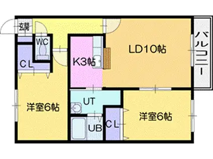 ワールドイン清田I(2LDK/2階)の間取り写真