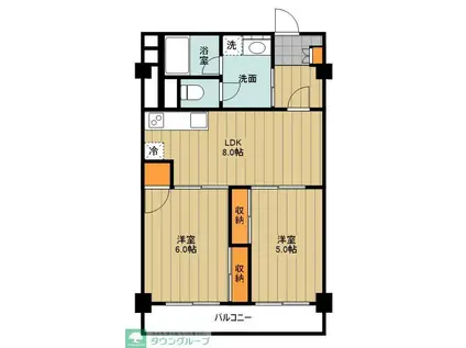ハイツ昭島(2LDK/4階)の間取り写真