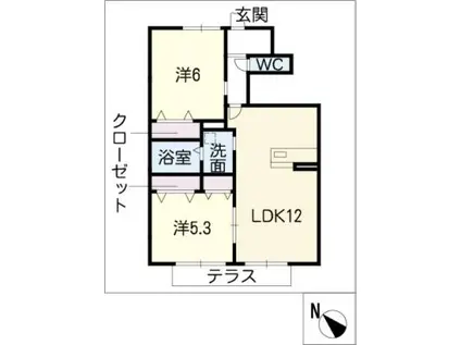 SEAVILLAGE新舞子(2LDK/1階)の間取り写真