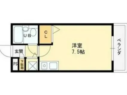 RIO花屋敷I(ワンルーム/3階)の間取り写真
