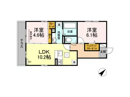 コリーナドスル(2LDK/1階)の間取り写真