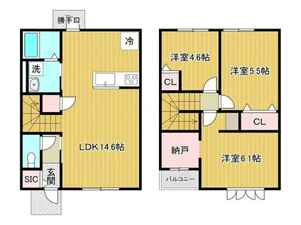GRAND NORD II(3LDK/1階)の間取り写真