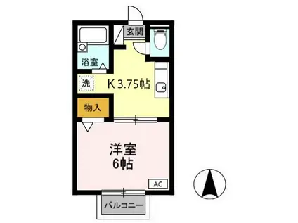 プランティオI(1K/2階)の間取り写真