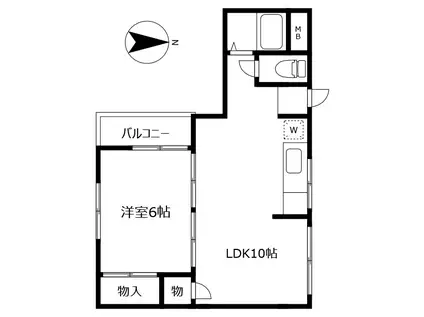 AWAマンション(1LDK/3階)の間取り写真