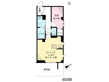 グルナディエ(1LDK/1階)の間取り写真