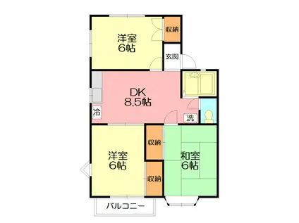 ダイヤビレッジ(3DK/2階)の間取り写真