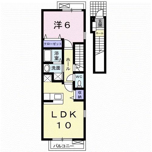 ジェルメ(1LDK/2階)の間取り写真