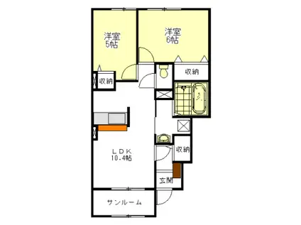 ペア オーチャードA・B(2LDK/1階)の間取り写真