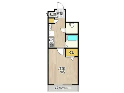 CITYSPIRE神戸元町II(1K/2階)の間取り写真