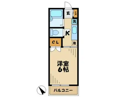 パークフロント(1K/2階)の間取り写真