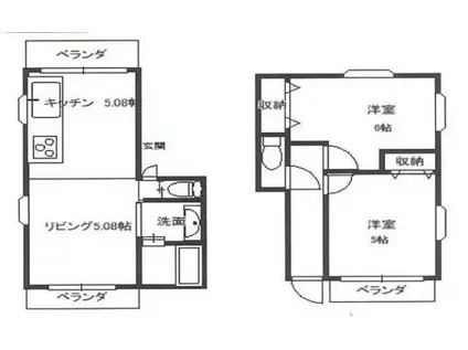 春風ビル(2LDK/4階)の間取り写真