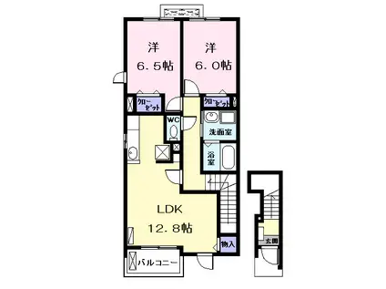 サンリット I(2LDK/2階)の間取り写真