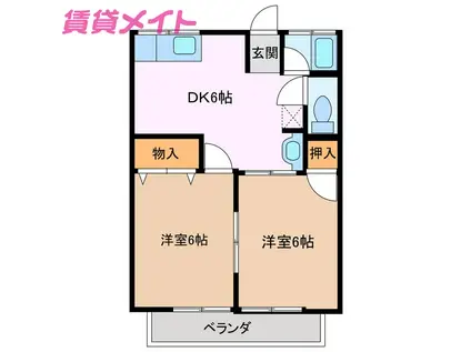 ビレッジウシオ(2DK/2階)の間取り写真