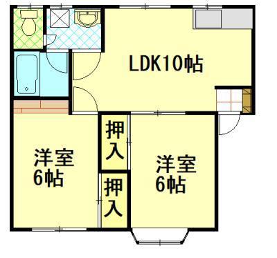 プロローグSHINOBUII(2LDK/1階)の間取り写真