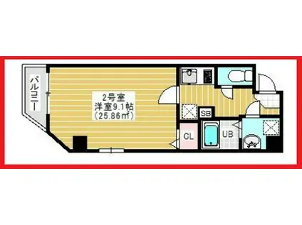 ブルースカイ南千住(1K/7階)の間取り写真