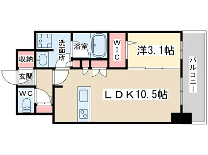 アーバネックス同心(1LDK/13階)の間取り写真