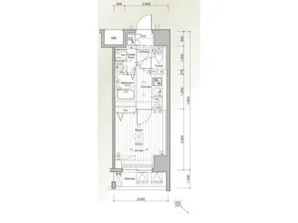 グランヴァン横濱クレストシティ(1K/4階)の間取り写真