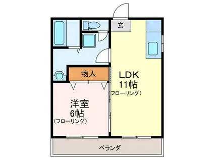 コーポ杉原I(1LDK/2階)の間取り写真