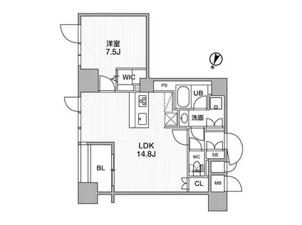 東神田テラスレジデンス(1LDK/10階)の間取り写真