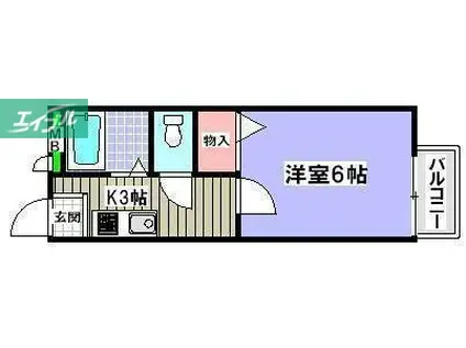 サンクオーレ青江C(1K/2階)の間取り写真