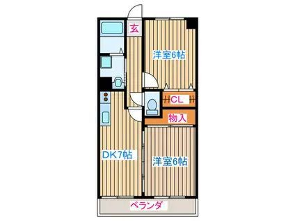 カーサエクセラ(2DK/2階)の間取り写真