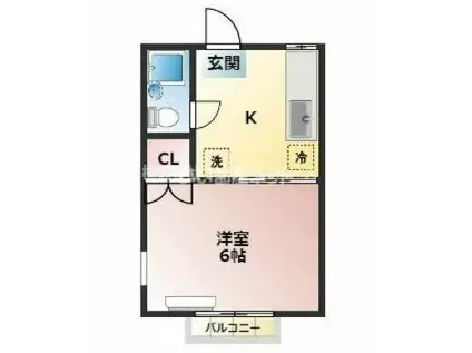 エステートピアホッタ(1K/2階)の間取り写真