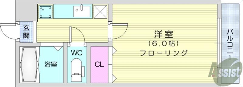 アーバンヒルズ文化町(1K/4階)の間取り写真