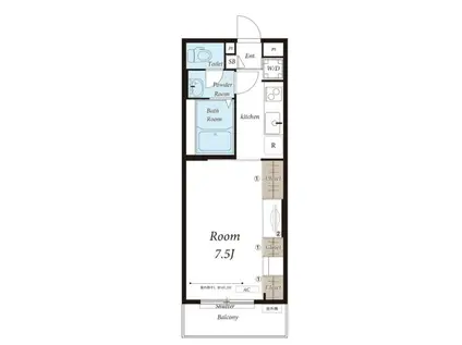 リブリ・CRECIA(1K/2階)の間取り写真