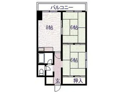 滝川ハイツNO.1-2(2DK/6階)の間取り写真