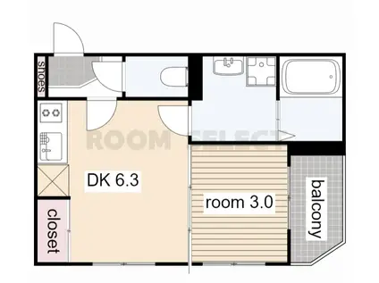 ハーモニーテラス野田IV(1DK/2階)の間取り写真