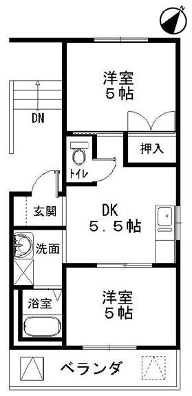 俊成マンション(2DK/3階)の間取り写真