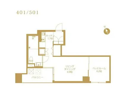 かがやきスクエア(1LDK/5階)の間取り写真